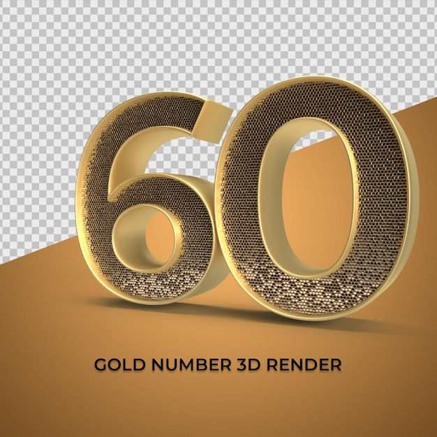 3D Render Gold Nummer 60 Luxus-Jubiläumsalter