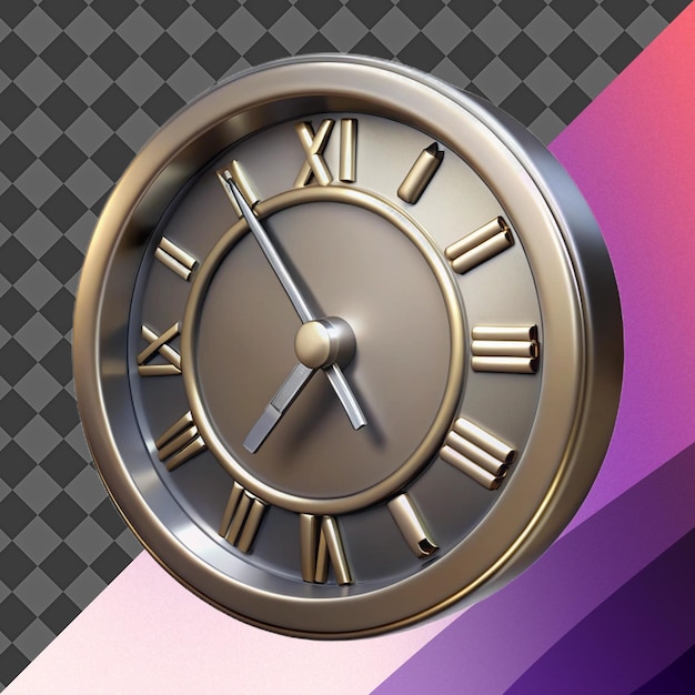 3d render gold roman numeral clock