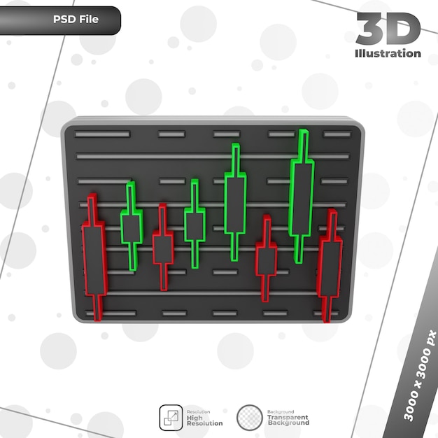 PSD 3d render gráfico de velas ilustración