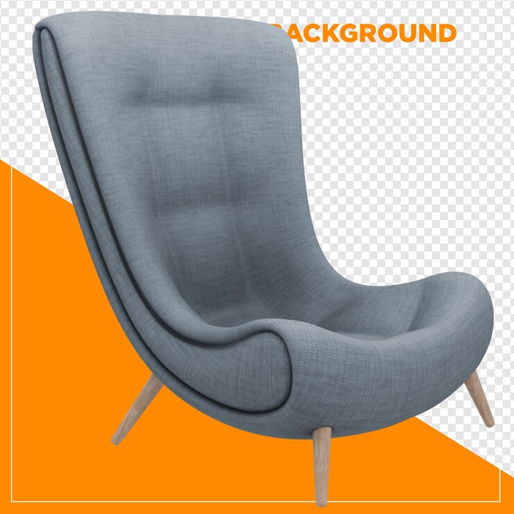 PSD 3d render grisalho sofá poltrona cadeira decoração doméstica com fundo transparente