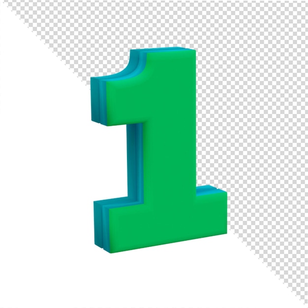 3d render grünes alphabet nummer 1