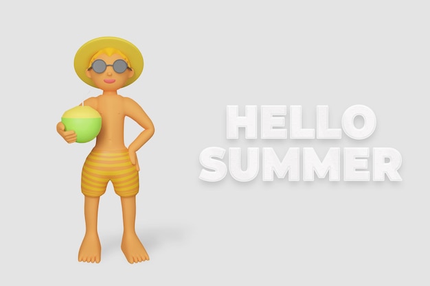 3d render hallo sommerbanner