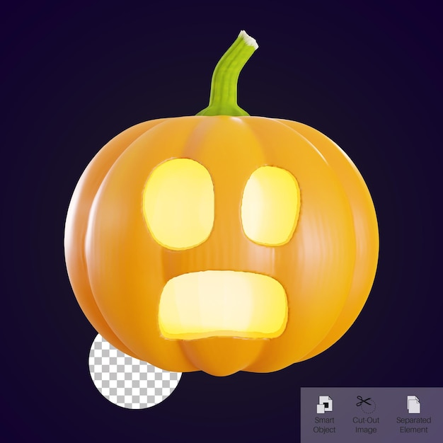 PSD 3d render halloween kürbis emoticon