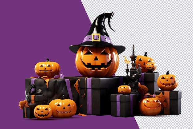 3D render halloween transparente