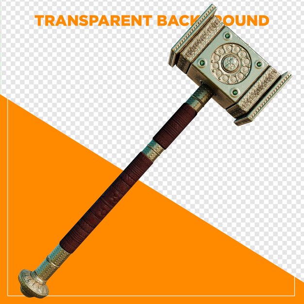 3d render Hammer war gamming with transparent background