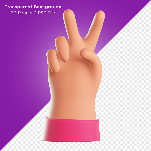 3D-Render-Hand zwei Gestensymbol