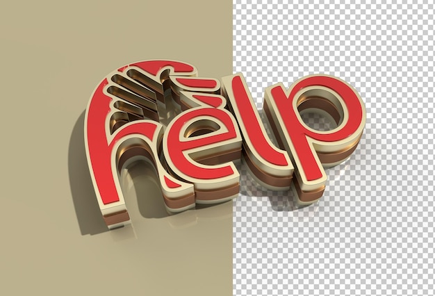 3D Render Help calligrafico con file Psd trasparente a mano umana.