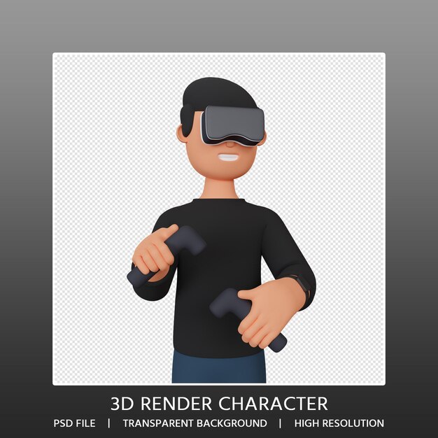 3d render hombre con gafas vr