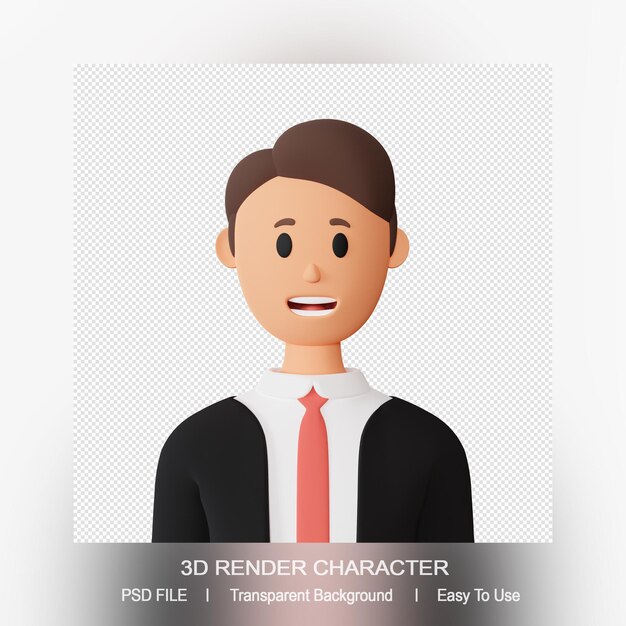 PSD 3d render homem desenho animado avatar