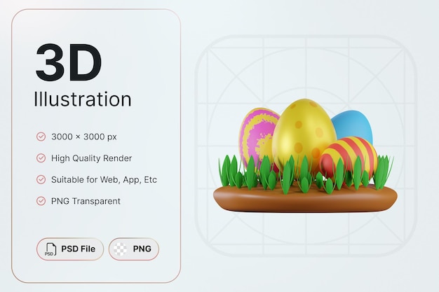 3D Render huevo Pascua concepto moderno icono ilustraciones diseño