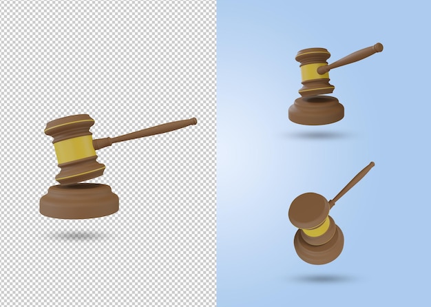 3D-Render-Hummer-Richter, Justiz- und Rechtskonzept. psd-Datei