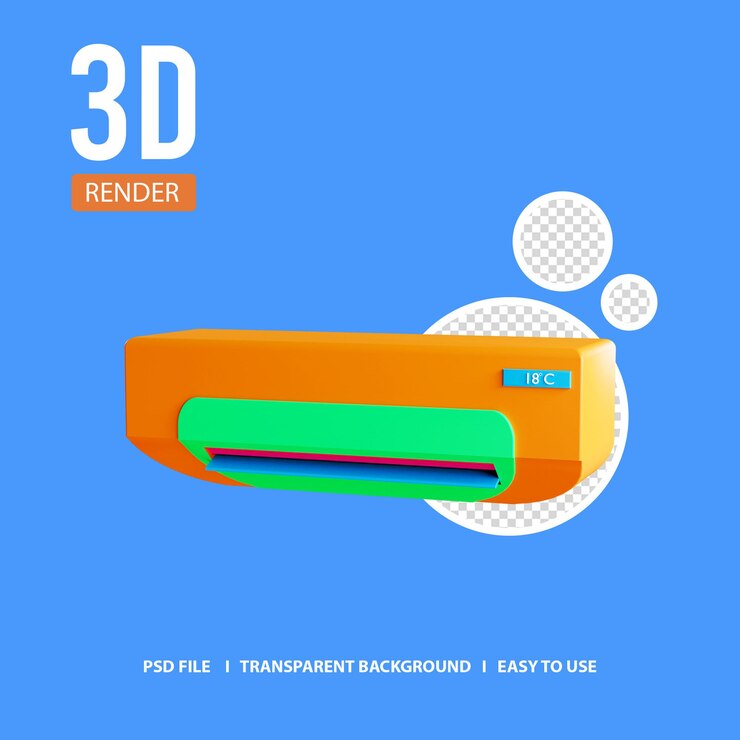 PSD 3d render icon air conditioner