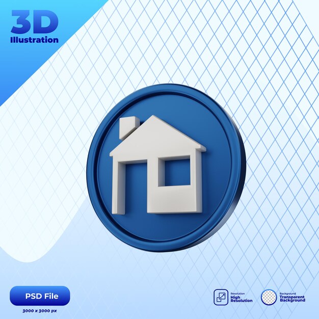 PSD 3d render icon basic home