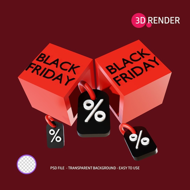 PSD 3d render icon black friday 7