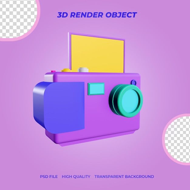 PSD 3d render icon câmera digital