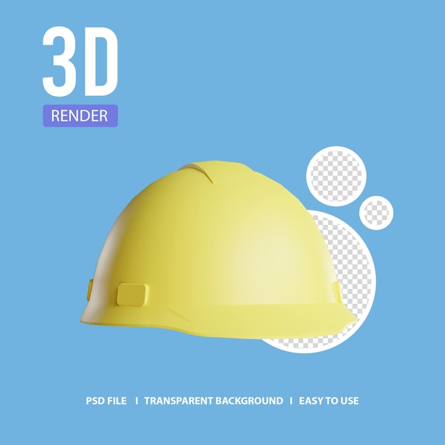 PSD 3d render icon capacete de segurança