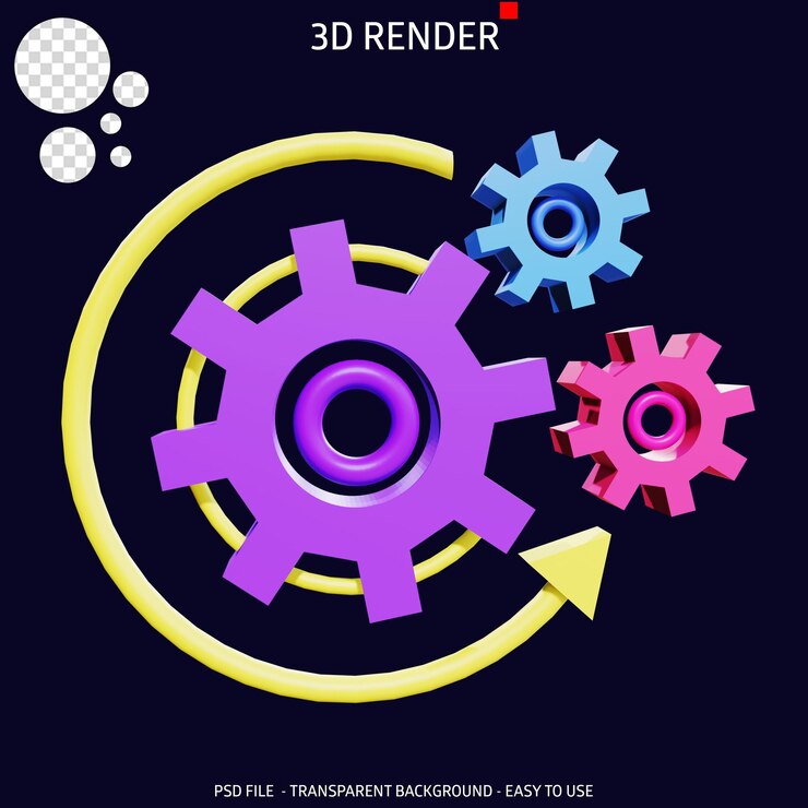 PSD 3d render icon gear 5