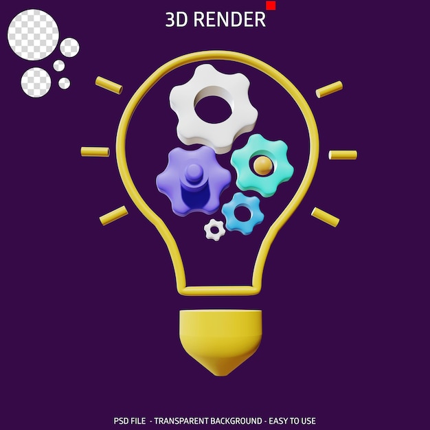 PSD 3d-render-icon-getriebe-idee 8