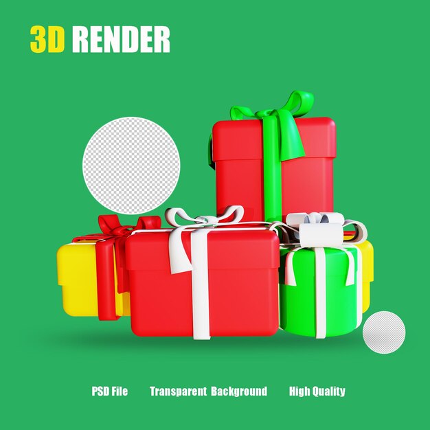 PSD 3d render icon giftbox 6 natal