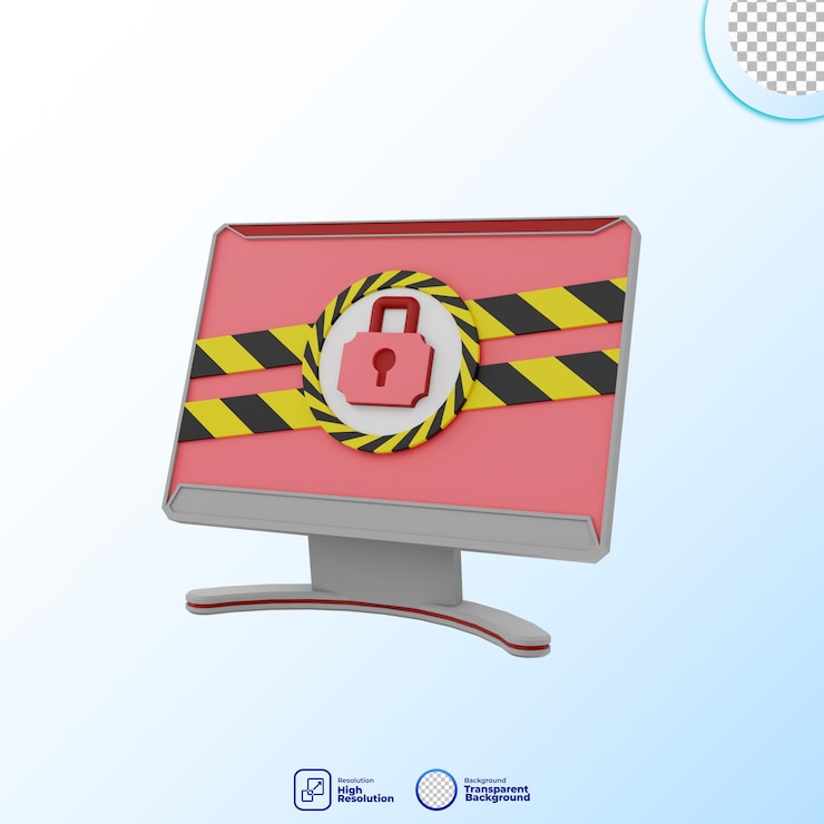 PSD 3d render icon internet security
