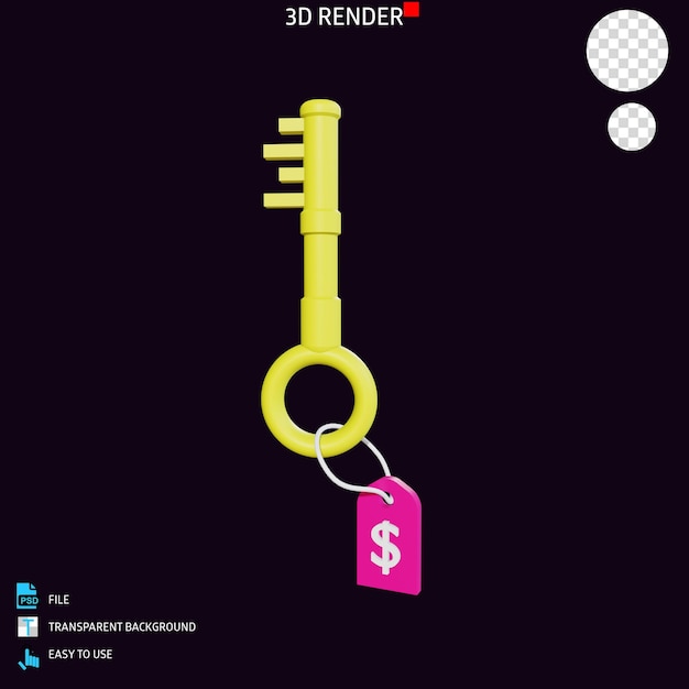 PSD 3d render icon key 1