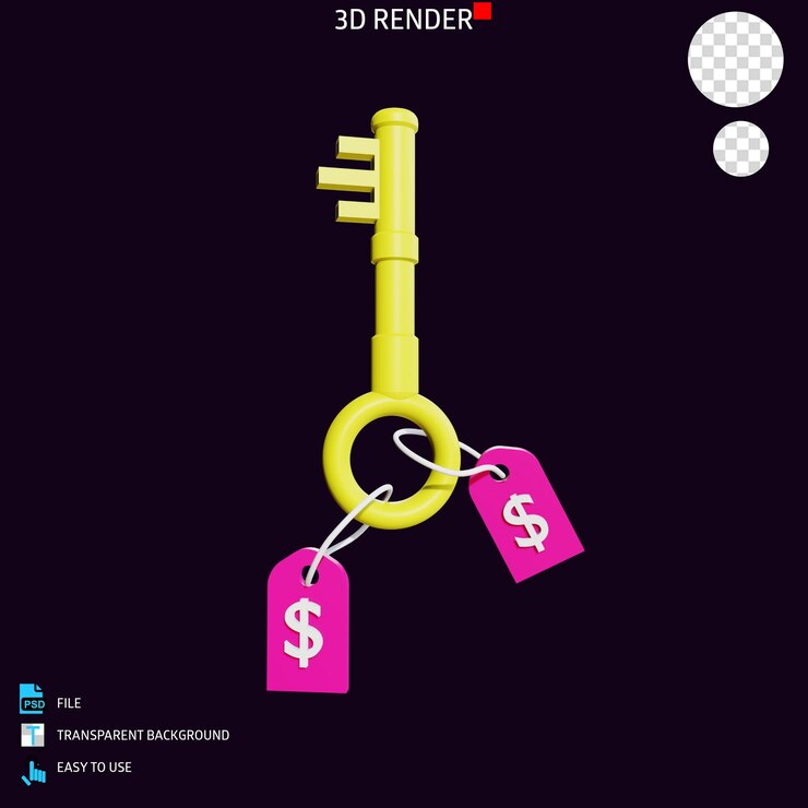 PSD 3d render icon key 4
