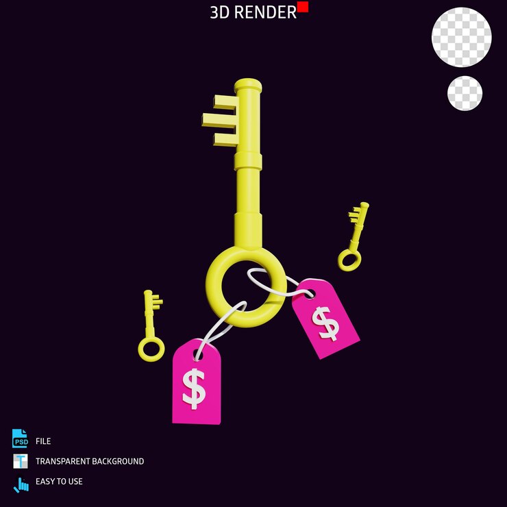 PSD 3d render icon key 5