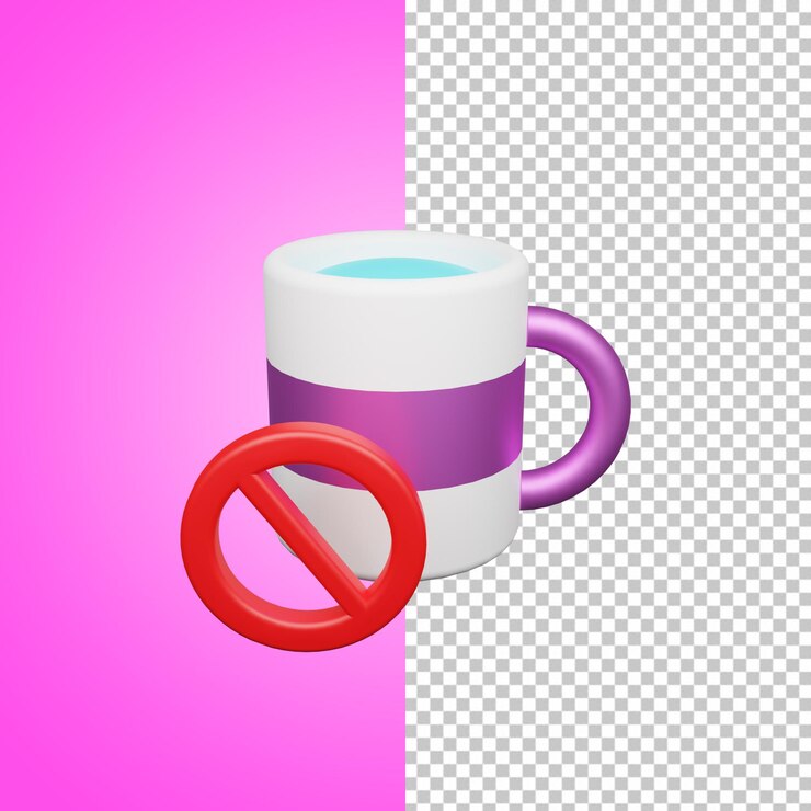 PSD 3d render icon of ramadan kareem no drink para ayunar