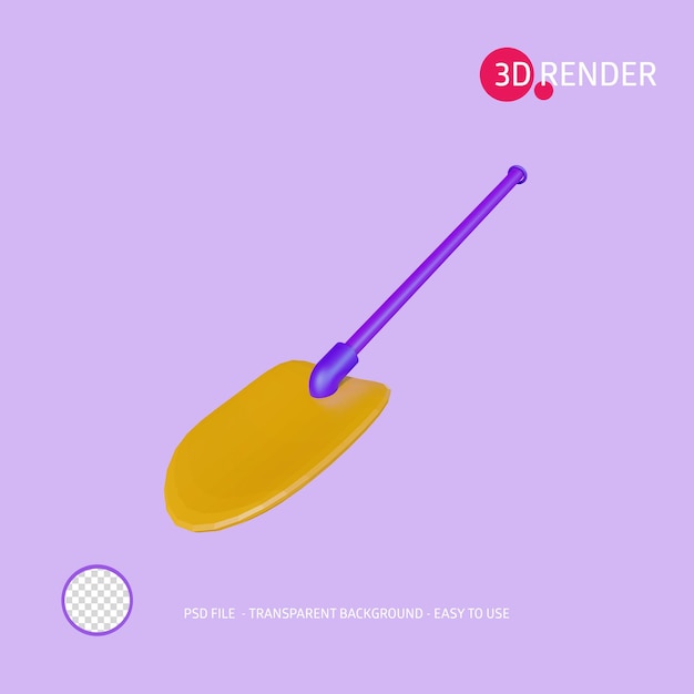 3d render icon shovel 3