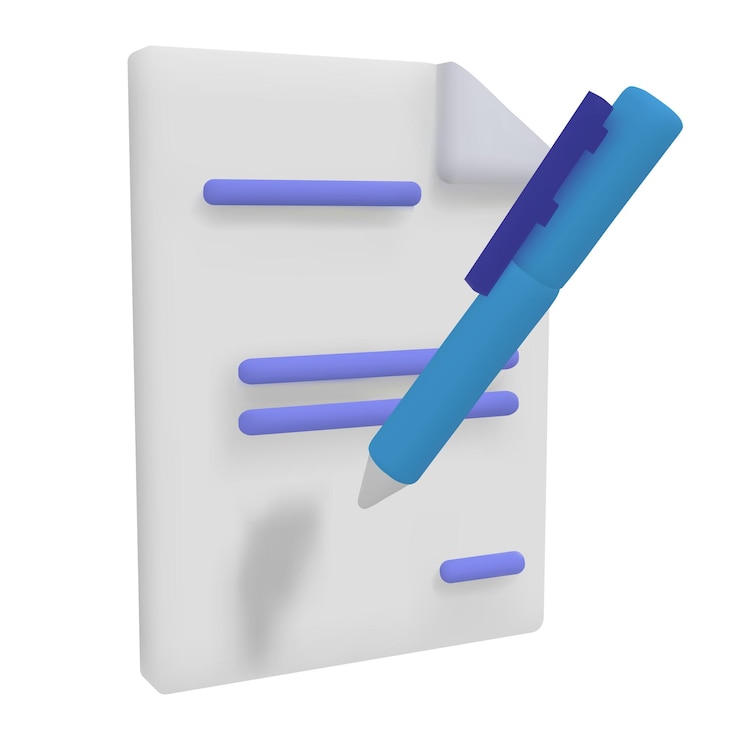 PSD 3d render icona del documento cartaceo file business concetto isolato illustrazione vettoriale