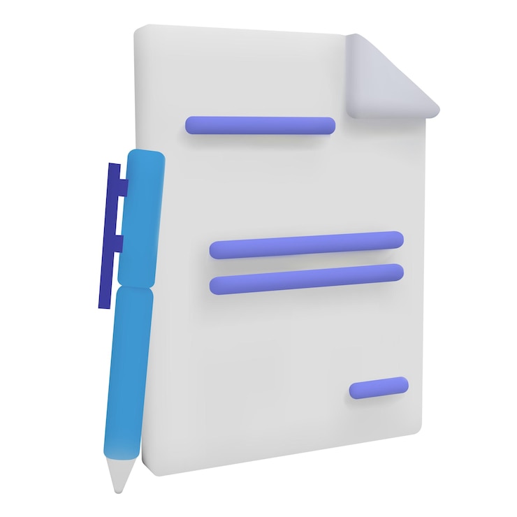 PSD 3d render icona del documento cartaceo file business concetto isolato illustrazione vettoriale