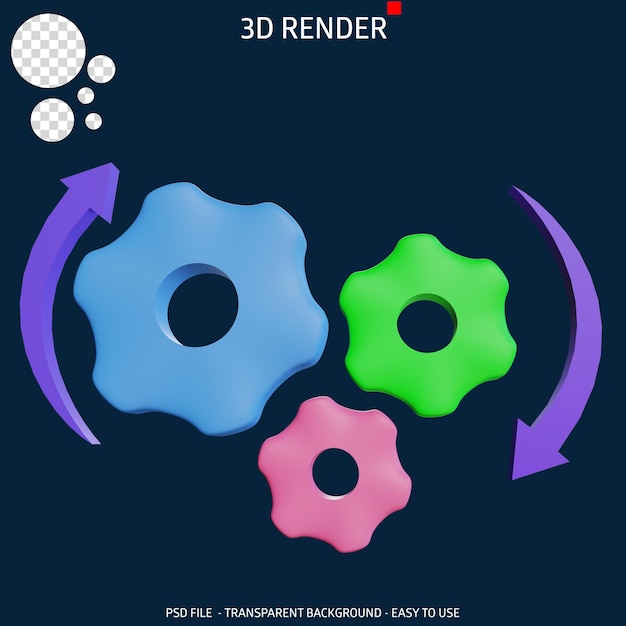 3d render icona ingranaggio 10