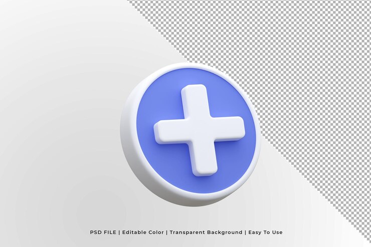 3d render icona segno più