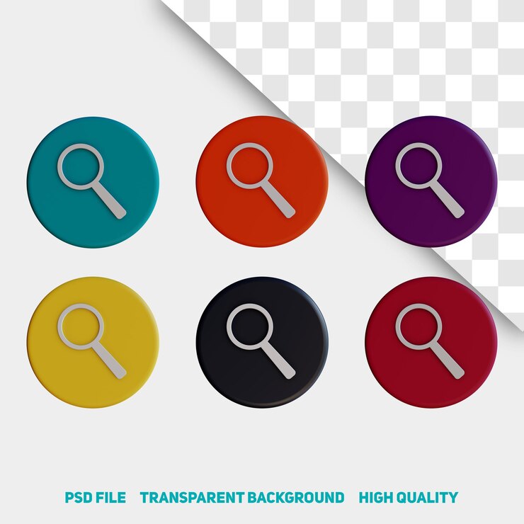 PSD 3d render ícone de aplicativo de lupa minimalista psd premium
