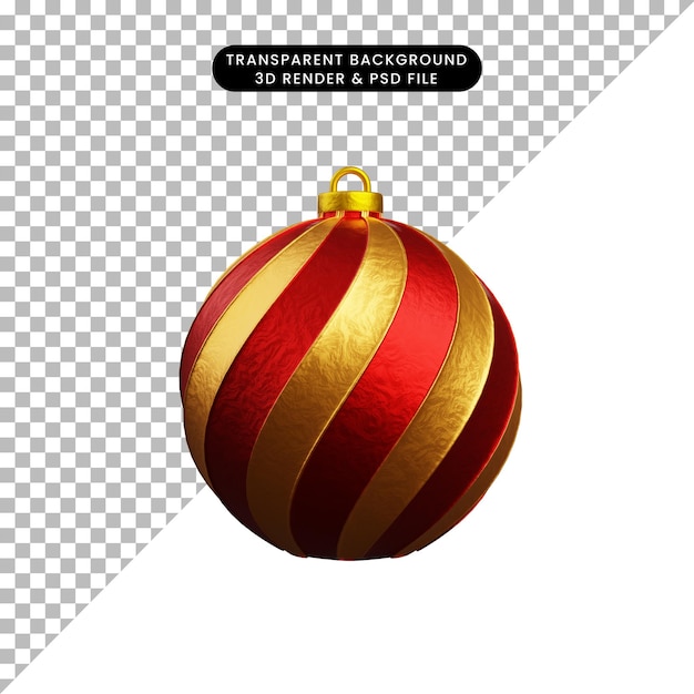 PSD 3d render ícone de enfeites de brinquedo de natal bola de natal