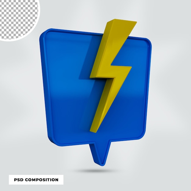 3d render ícone de flash isolado