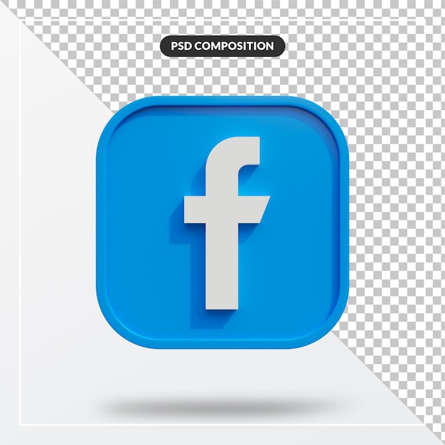 PSD 3d render ícone de mídia social do facebook