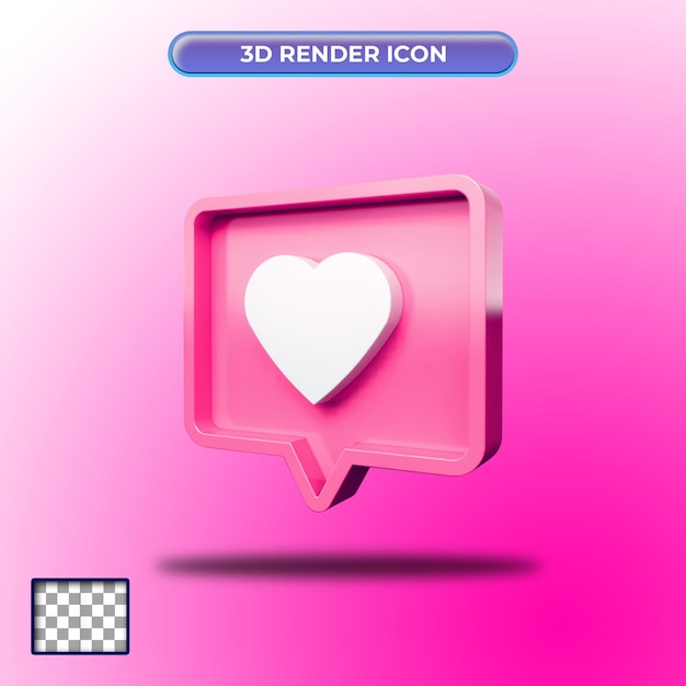 3d render ícone de sinal de amor para composição