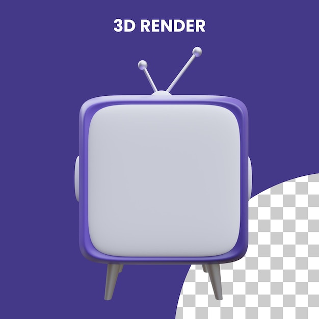 PSD 3d render ícone de televisão psd premium