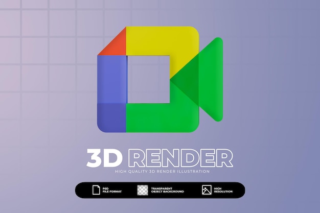 PSD 3d render ícone do google meet isolado