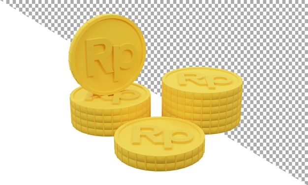 3d render ícone moeda de ouro rupia