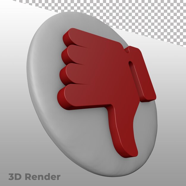 3d render ícone polegar para cima e para baixo