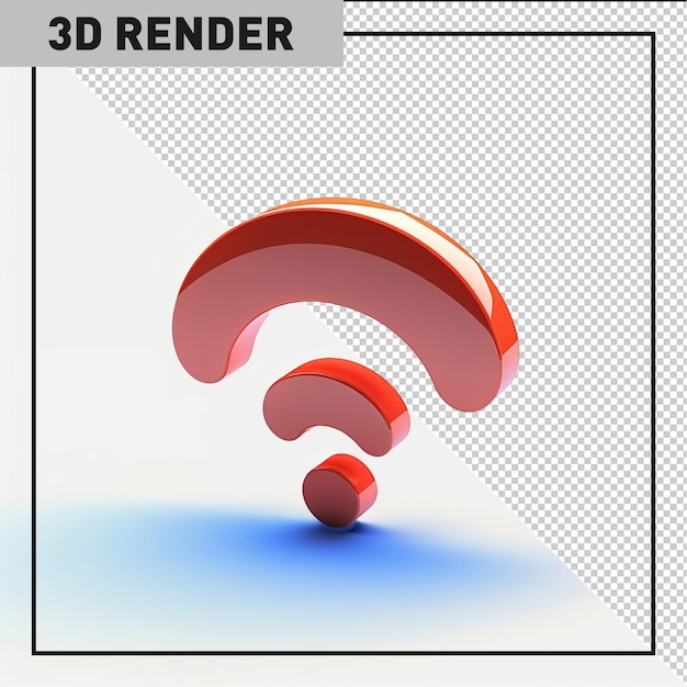 3d render ícone wifi vermelho