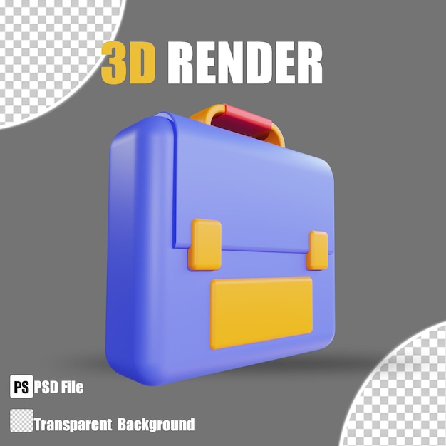 3D render icono de bolsa 3 de banca y finanzas con fondo transparente