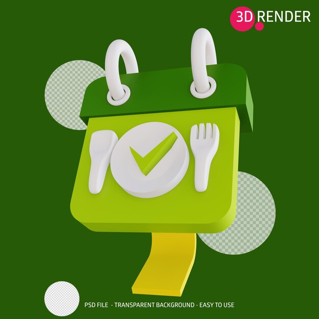 3d render icono calendario islámico