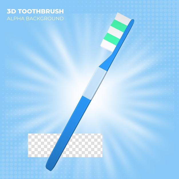 PSD 3d render icono de cepillo de dientes azul