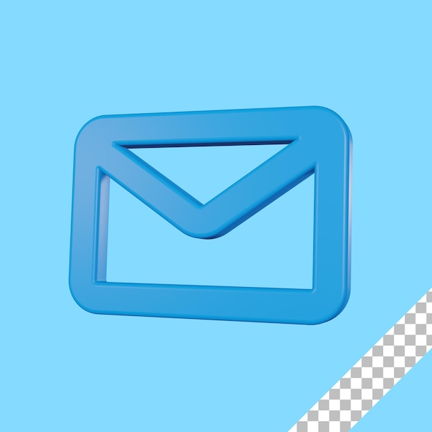 3D Render icono de correo azul con fondo transparente