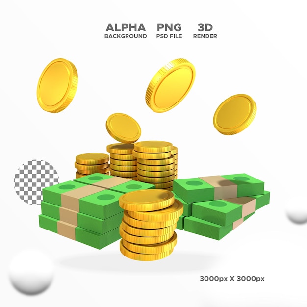 3d render icono de dinero para diseño ilustración objeto aislado