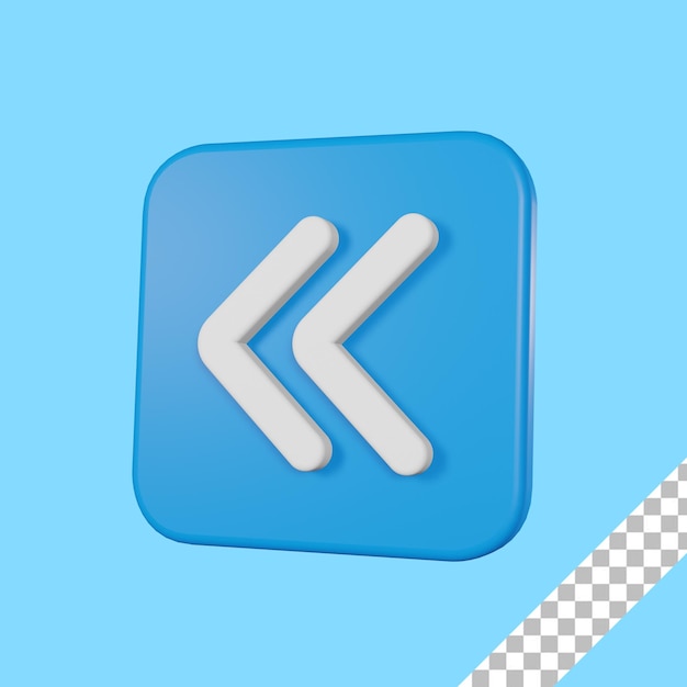 3D Render Icono de dirección de flecha azul con fondo transparente