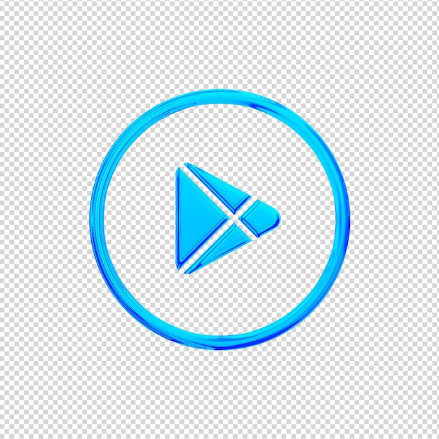 PSD 3d render icono de google play azul brillante